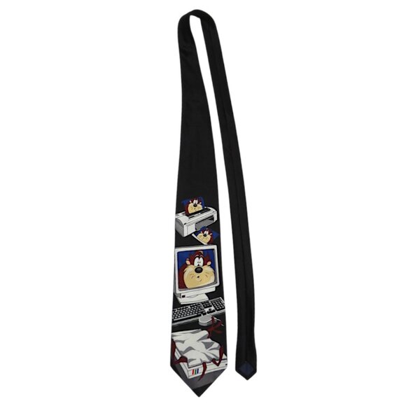 Vintage Looney Tunes Taz Necktie 1999 Computer Printer Cartoon Novelty Tie - Picture 2 of 5